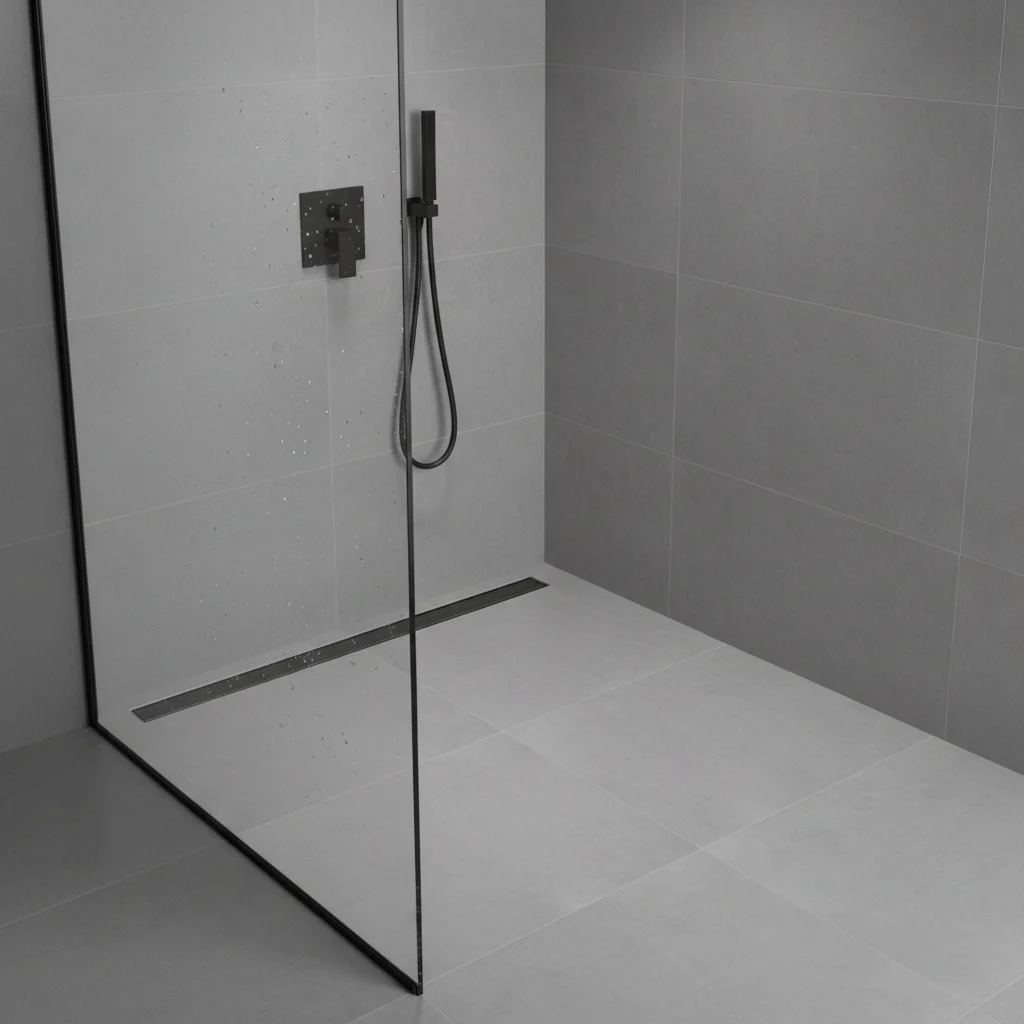 Caniveau de douche gris brossé