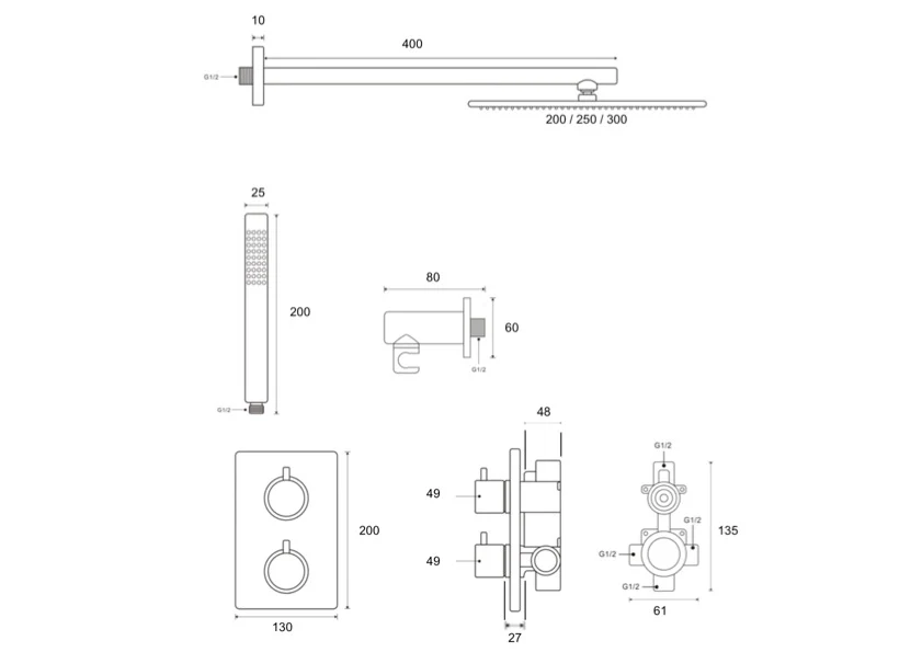 Colonne de douche thermostatique encastrée chromée - Image 8
