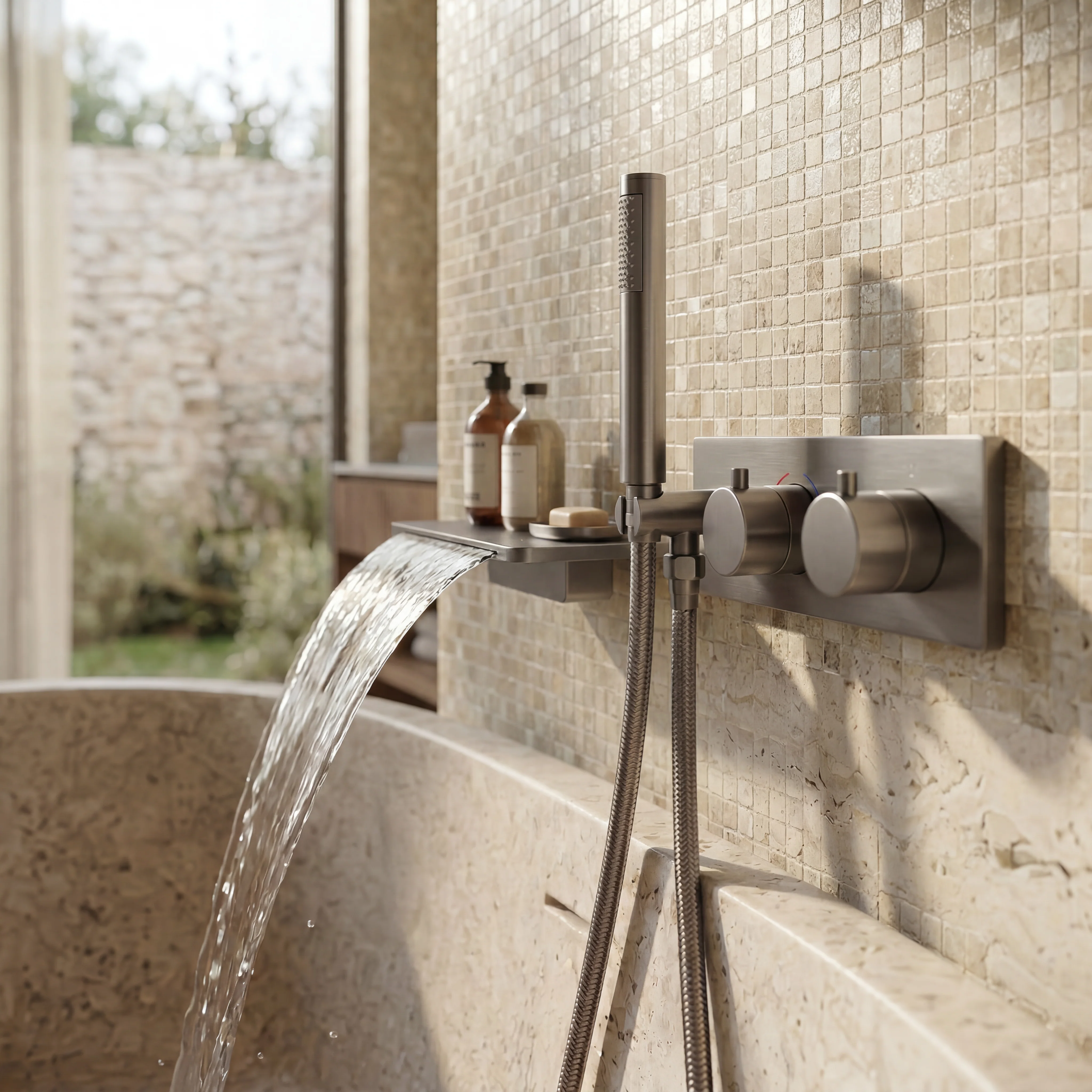 Colonne de douche et bain encastrée gris brossé - Image 2