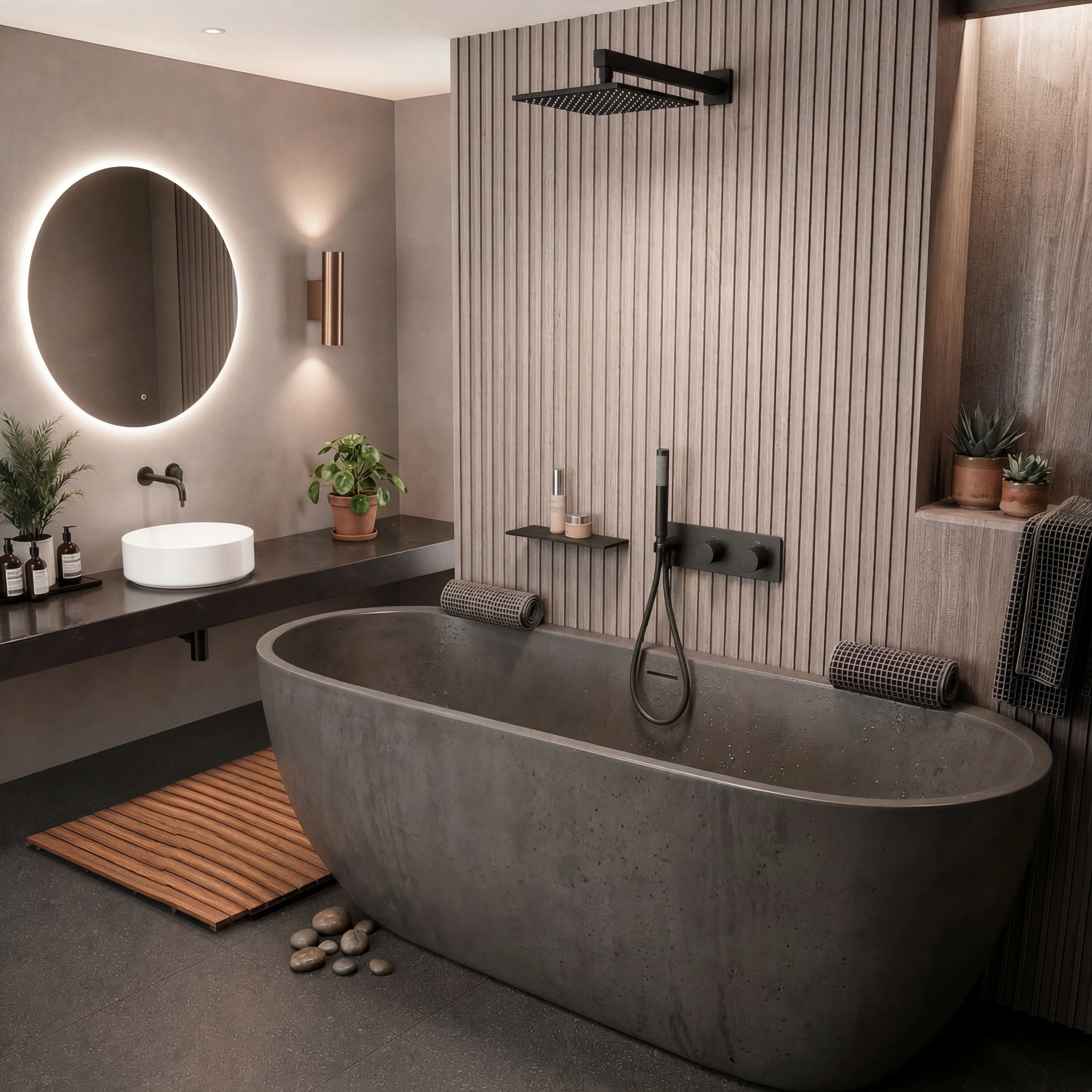 Colonne de douche et bain thermostatique murale noir mate