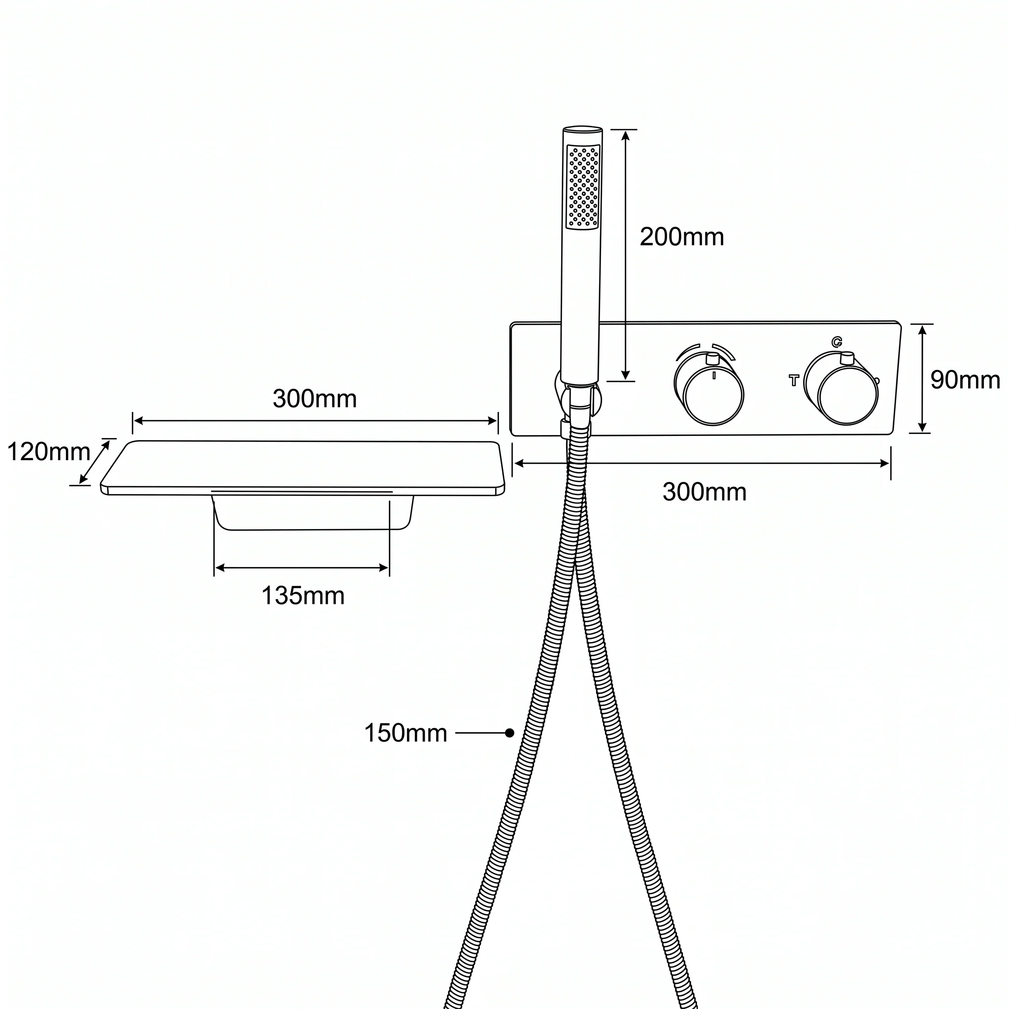 Colonne de douche et bain thermostatique encastrée or brossé - Image 3
