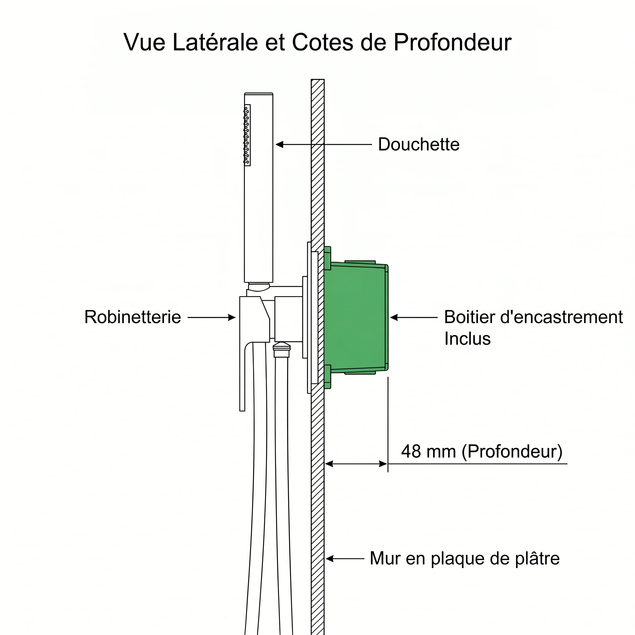 Colonne de douche et bain thermostatique encastrée or brossé - Image 4