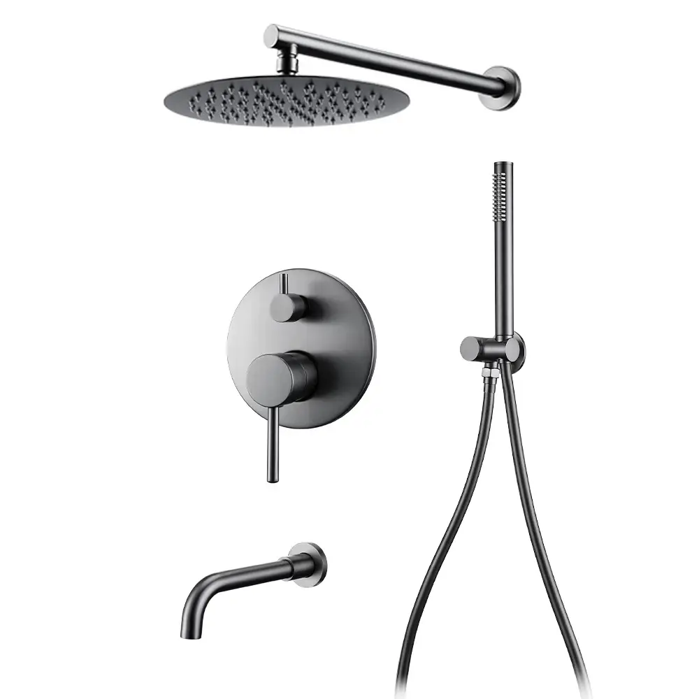 Kit de bain et douche encastré gris brossé - Image 11