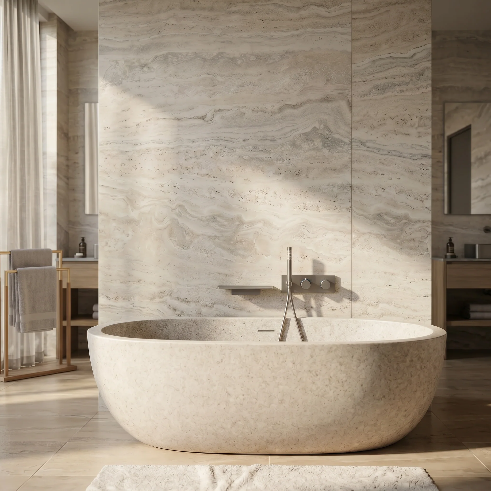 Mitigeur de baignoire gris brossé cascade - Image 3
