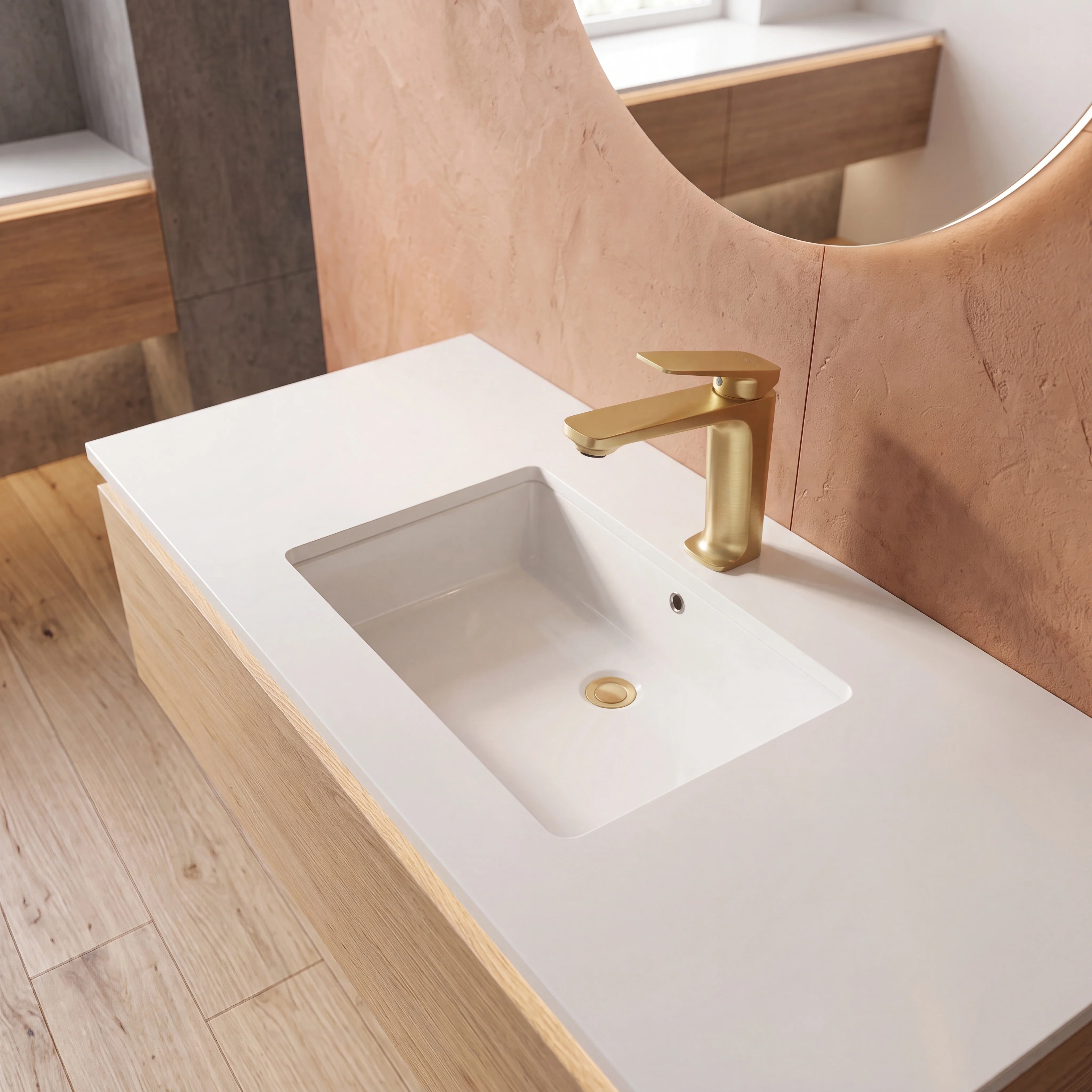 Mitigeur lavabo doré brossé design - Image 2
