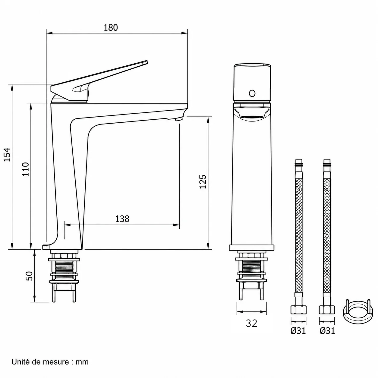 Mitigeur lavabo doré brossé design - Image 3